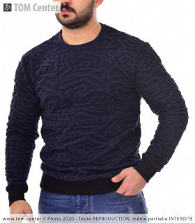 Sweat-Shirt - Finition Matelassé - Motifs Géométriques