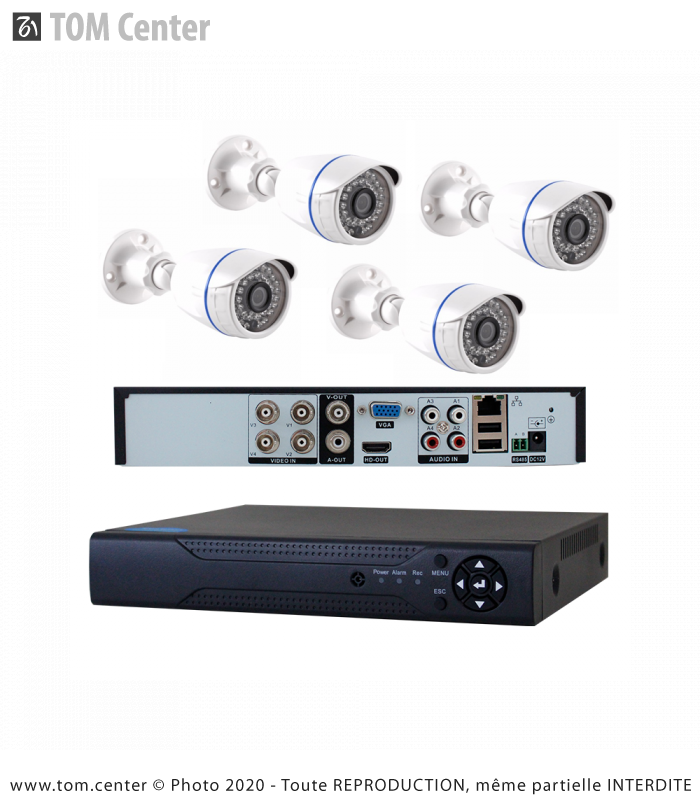 Kit de 4 caméras de surveillance full HD 1080p +xvr 4ports